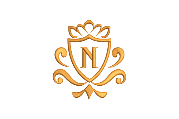 Monogram Letter N: Elegant Wedding Embroidery